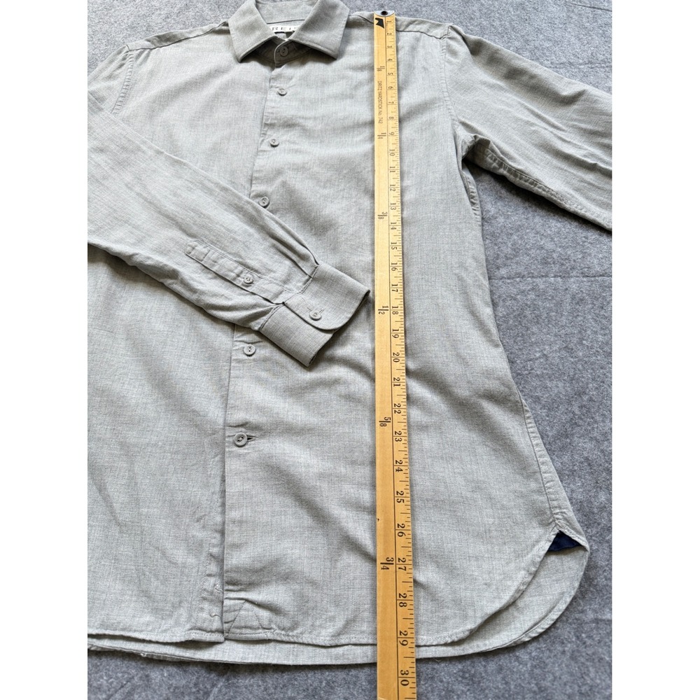Reiss Button Down Shirt Mens Medium Grey Minimalist Slim Fit Long Sleeve - Picture 5 of 10